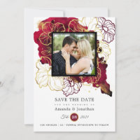 Bourgogne et or Abstrait Floral Mariage photo