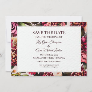 Save The Date Bourgogne et Rose Blush
