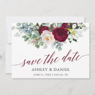 Save The Date Bourgogne Florale Calligraphie Enregistrer La Date