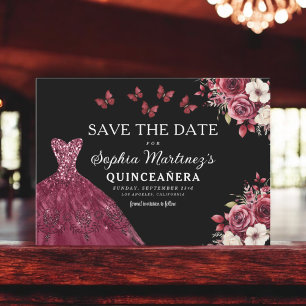 Save The Date Bourgogne florale Sauvez la date Anniversaire Quin
