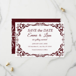 Save The Date Bourgogne Papier découpé Mariage mexicain