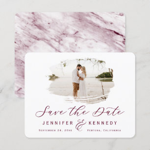 Save The Date Bourgogne romantique brossé cadre avec photo
