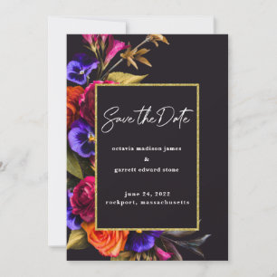 Save The Date Bourgogne Rouge, Violet, Rose Orange Floral
