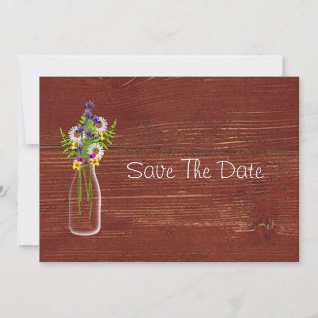Save The Date Bouteille De Lait De Fleurs sauvages Enregistrer L (Devant)