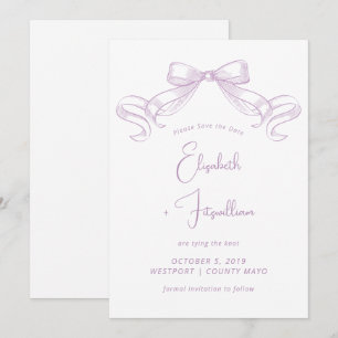 Save The Date Bow à croquis romantique Cravate Lilac Le noeud