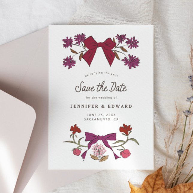 Save The Date Bows et fleurs Magenta (Créateur téléchargé)