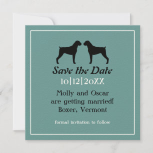 Save The Date Boxer Chien Silhouettes Mariage Enregistrer la dat