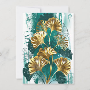 Save The Date Branche avec Feuilles d'or Ginko Biloba