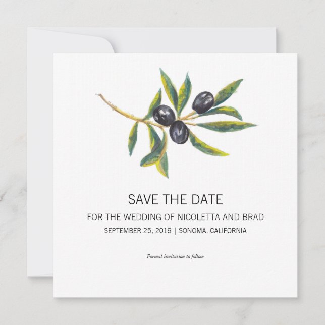 Save The Date Branche de l'olivier | Enregistrer la date (Devant)