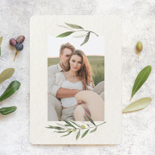 Save The Date Branche de olivier verte aquarelle moderne