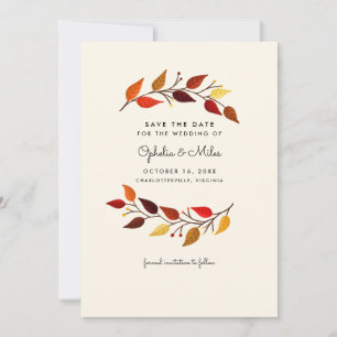 Save The Date Branches d'automne de gouache épousant des