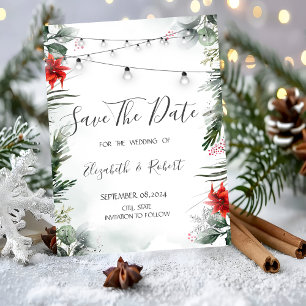 Save The Date Branches De Pins, Poinsettia Enregistrer La Date