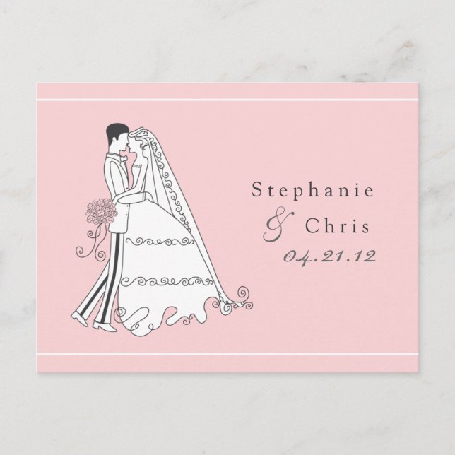 Save the Date Bride and Groom 01 Announcement Postcard (Front)