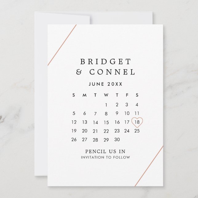 Save The Date Bridget Rose or Géométrique Mariage moderne (Devant)
