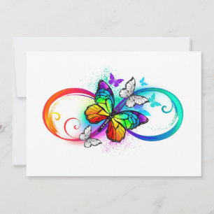 Save The Date Bright infinity with rainbow butterfly