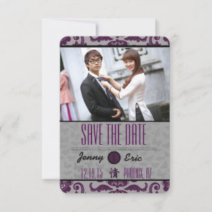 Save The Date Brocade chinoise gris orchidée Enregistrer la date