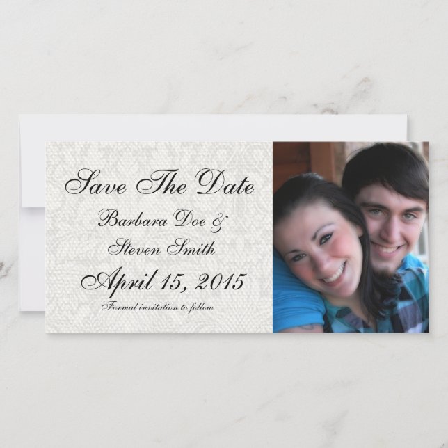 Save The Date brocade en dentelle blanche élégante (Devant)