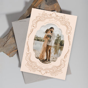 Save The Date Broche de cadre photo à feuilles ornées