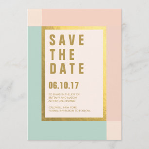 Save The Date Broche Mint + Gold Foil Enregistrer les dates Ma