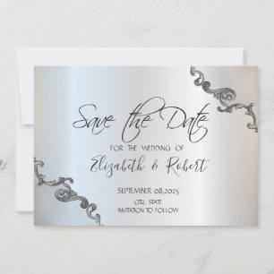 Save The Date Broderie Ancienne Bordure Argent Mariage  Prévenez