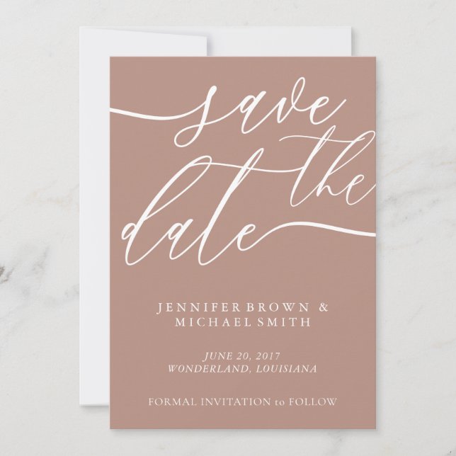 Save The Date Bronze Soft Mariage Custom Photo Calligraphie (Devant)