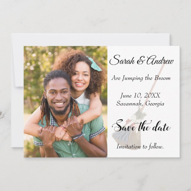 Save The Date Broomstick Mariage photo Enregistrer la date (Devant)