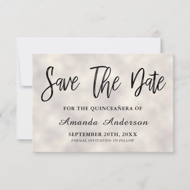 Save The Date Brosse à perle Script Quinceanera (Devant)