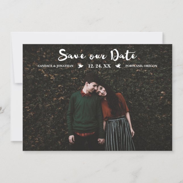 Save The Date Brosse de pointes modernes Photo Enregistrer la da (Devant)