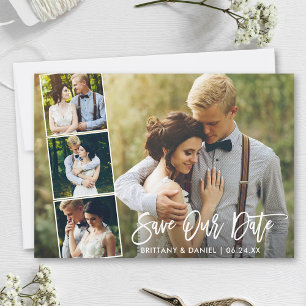 Save The Date Brosse moderne Script 4 Photo Enregistrer notre ca