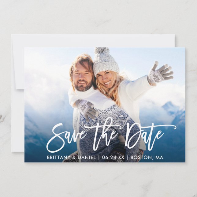 Save The Date Brosse Script Enregistrer La Date Couple Photo Car (Devant)