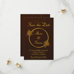 Save The Date Brown de chocolat riche Mariage floral minimal