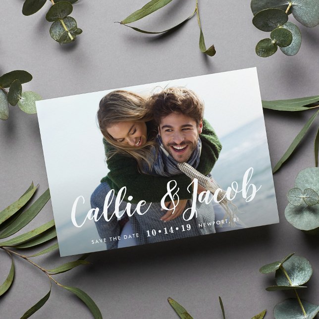 Save The Date Brush Calligraphy | Photo Enregistrer la date (Créateur téléchargé)