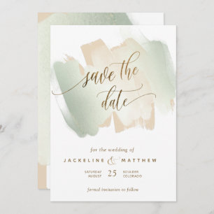 Save The Date Brush de crème et d'armature, Mariage minimal Enre