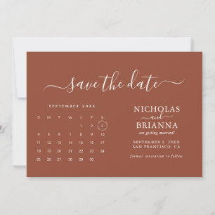 Save The Date Budget Calendrier minimaliste en terre cuite moder