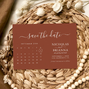 Save The Date Budget Calendrier minimaliste en terre cuite moder
