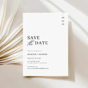 Save The Date Budget moderne Mariage de script noir et blanc