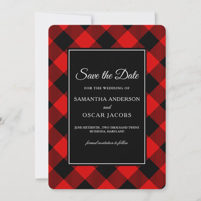 Save The Date Buffle rouge et noir déposé (Devant)