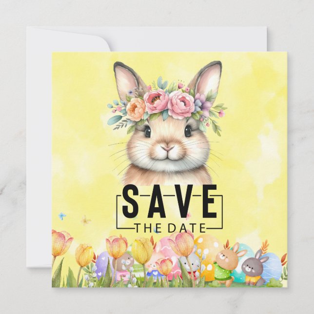 Save The Date Bunny Hop à Pâques : Sauvez la date (Devant)