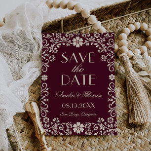 Save The Date Burgundy Beige Mariage Mexicain 