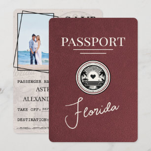 Save The Date Burgundy Florida Passeport Enregistrer La Date