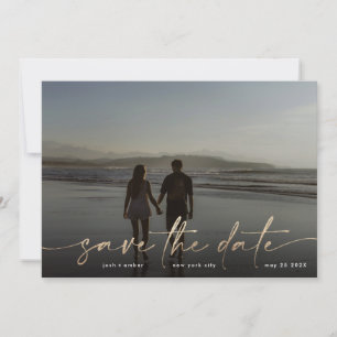 Save The Date Burgundy & Gold Fall Calligraphy Photo QR Code
