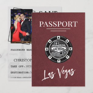 Save The Date Burgundy Las Vegas Passeport Enregistrer La Date