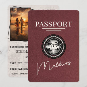 Save The Date Burgundy Maldives Passeport Enregistrer La Date