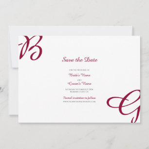 Save The Date Burgundy Maroon Initiales Mariage de automne d'aut