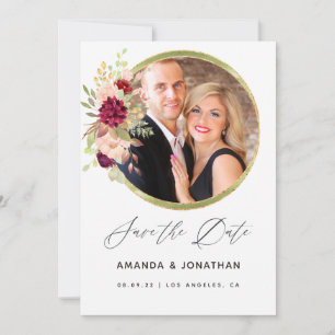 Save The Date Burgundy-Marsala et Blush Géométrique Enregistrer 