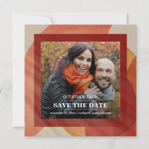 Save The Date Burgundy Red Orange Rose Fall Photo Enregistrer la