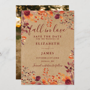 Save The Date Burgundy Rustic Automne Mariage photo