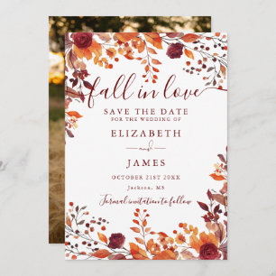 Save The Date Burgundy Rustic Automne Mariage photo