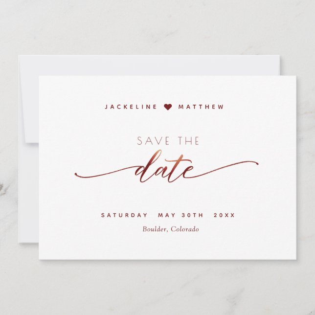 Save The Date Burgundy Script Simple Timbre Mariage Enregistrer  (Devant)