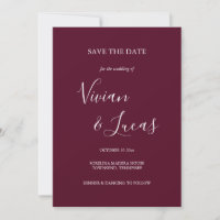 Burgundy Script Wedding Enregistrer la date